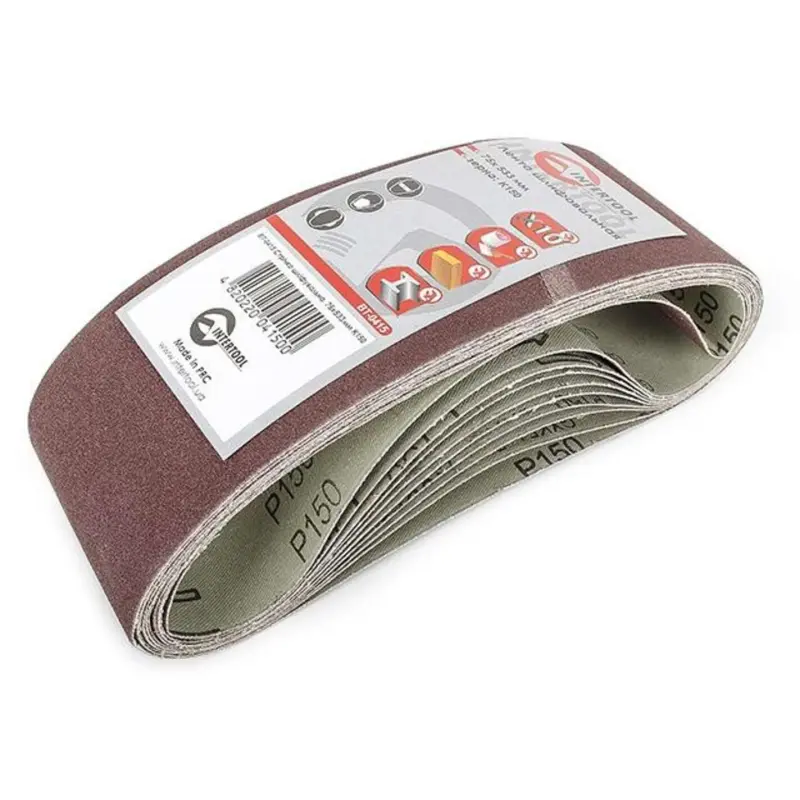 Лента шлифовальная 75х533 мм, зерно P150, упаковка 10 шт INTERTOOL