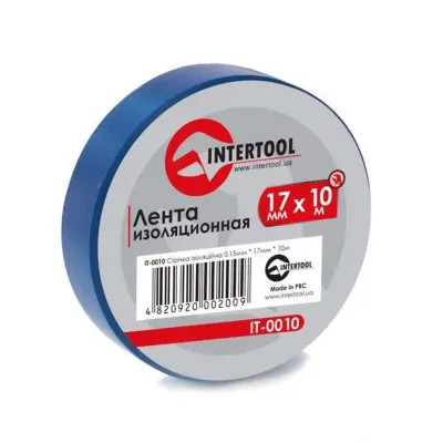 Стрічка ізоляційна ПВХ INTERTOOL 0,15 х 17 мм х 10 м, синя