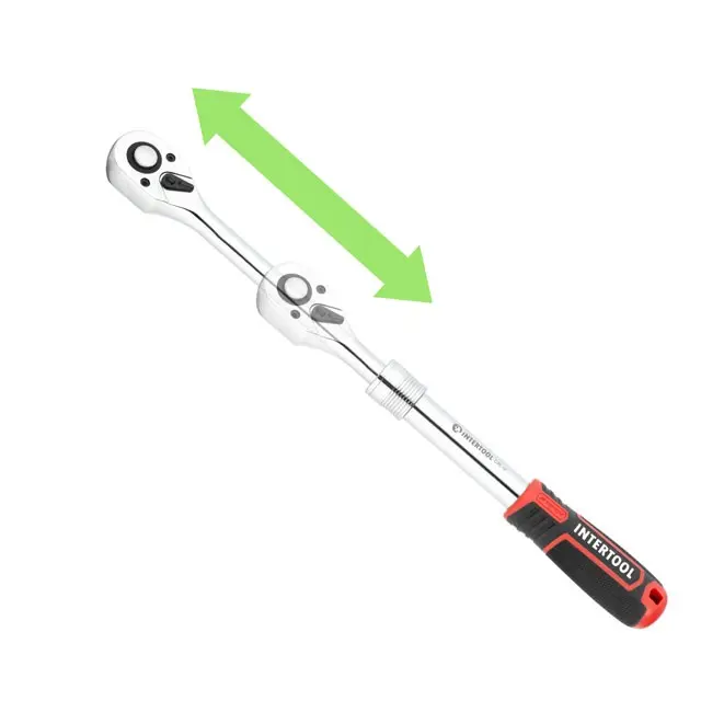 Рукоятка з храповим механізмом телескопічна 1/2", 72 зуби, Cr-V STORM INTERTOOL