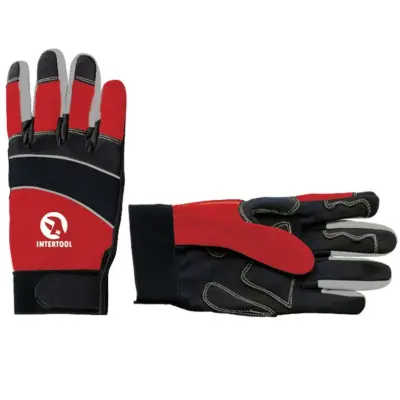 Рабочие перчатки INTERTOOL из микрофибры со спандексом и неопреном, размер 9, красно-чёрные
