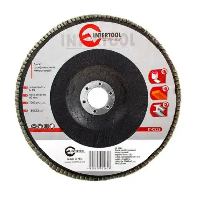 Диск шліфувальний пелюстковий INTERTOOL 180 × 22 мм K60