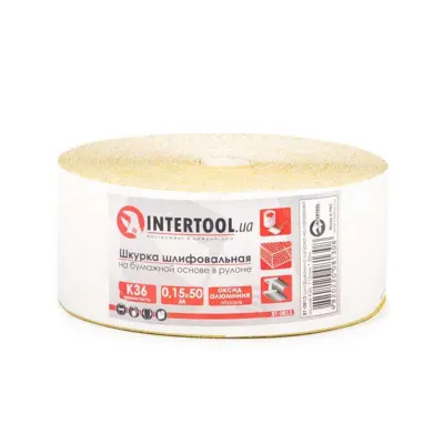 Шлифовальная шкурка на бумажной основе К36 INTERTOOL, 115 мм × 50 м