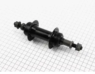 Втулка заднього колеса JING SF-A03R, 36 спиць 14G, під тріскачку, V-brake, на гайках, чорна