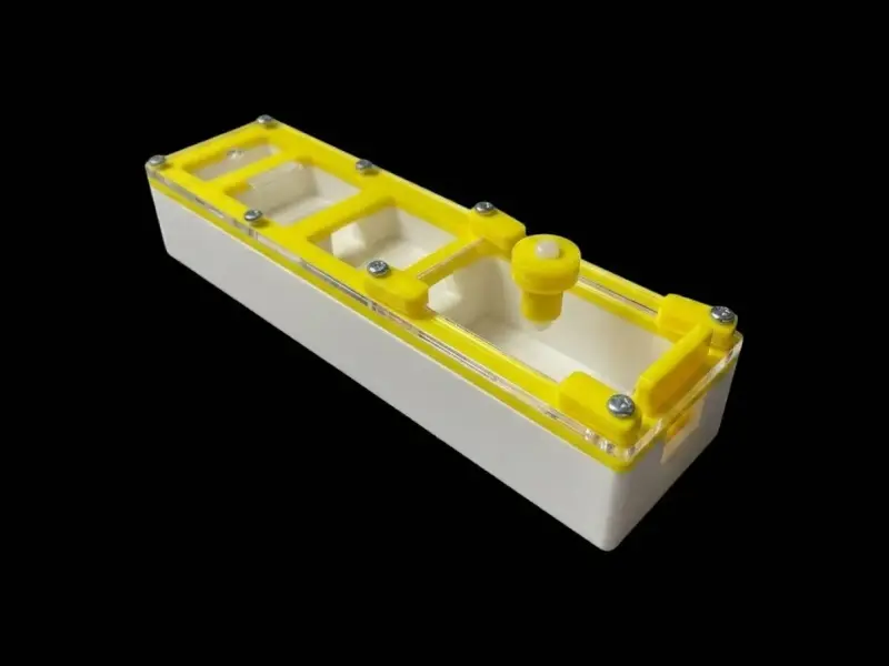 Минимодуль муравьиная ферма Yellow двухкамерный, сплошной гипс 10 мм, 50×180 мм